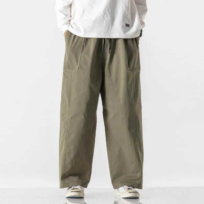 Men Wide Leg Pants Summer Light Thin Lace Up Elastic Waist Solid Casual Straight Leg Pants Loose Oversized Trousers Streetwear y250716