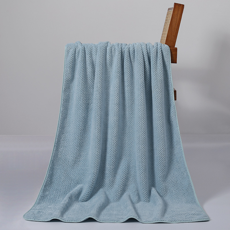 2Piece Premium coral fleece bath towel pineapple grid large bath towel thickened beach towel absorbent household adult