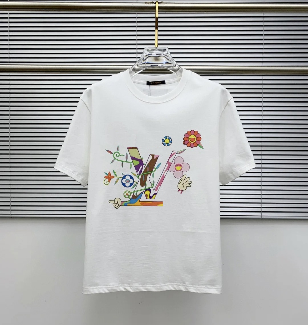 Designer Men's Couple Fashion T-shirt, 100% Cotton Print Ladies Top, Streetwear, Loose Design, Breathable Short-sleeved T-shirt