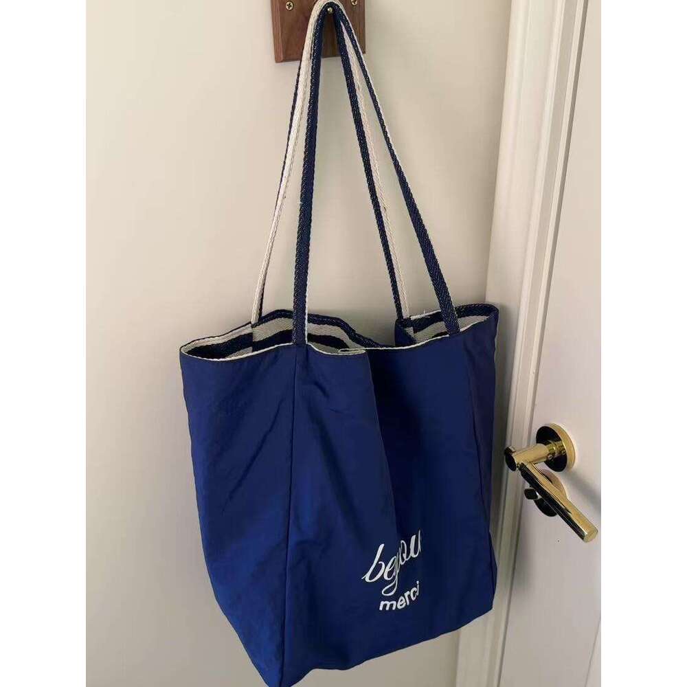 Striped Canvas 2025 New Korean Version Ins Casual Single Shoulder Large Capacity Tote Shopping Bag
