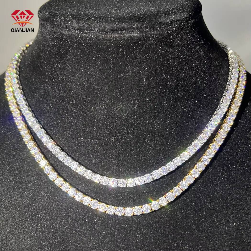 Wholesale Mens and Womens Fashionable 925 Silver Tennis Link Chain 22 Inches Moissanite Diamond Tennis Necklace for Gift