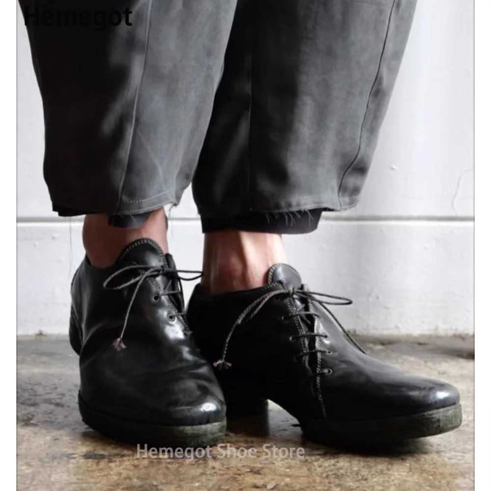 Irregular Heels Derby Shoes Lace-Up Casual Shoes Classic Solid Color Handmade Board Shoes Designer Style Newest Mens Shoes W250716