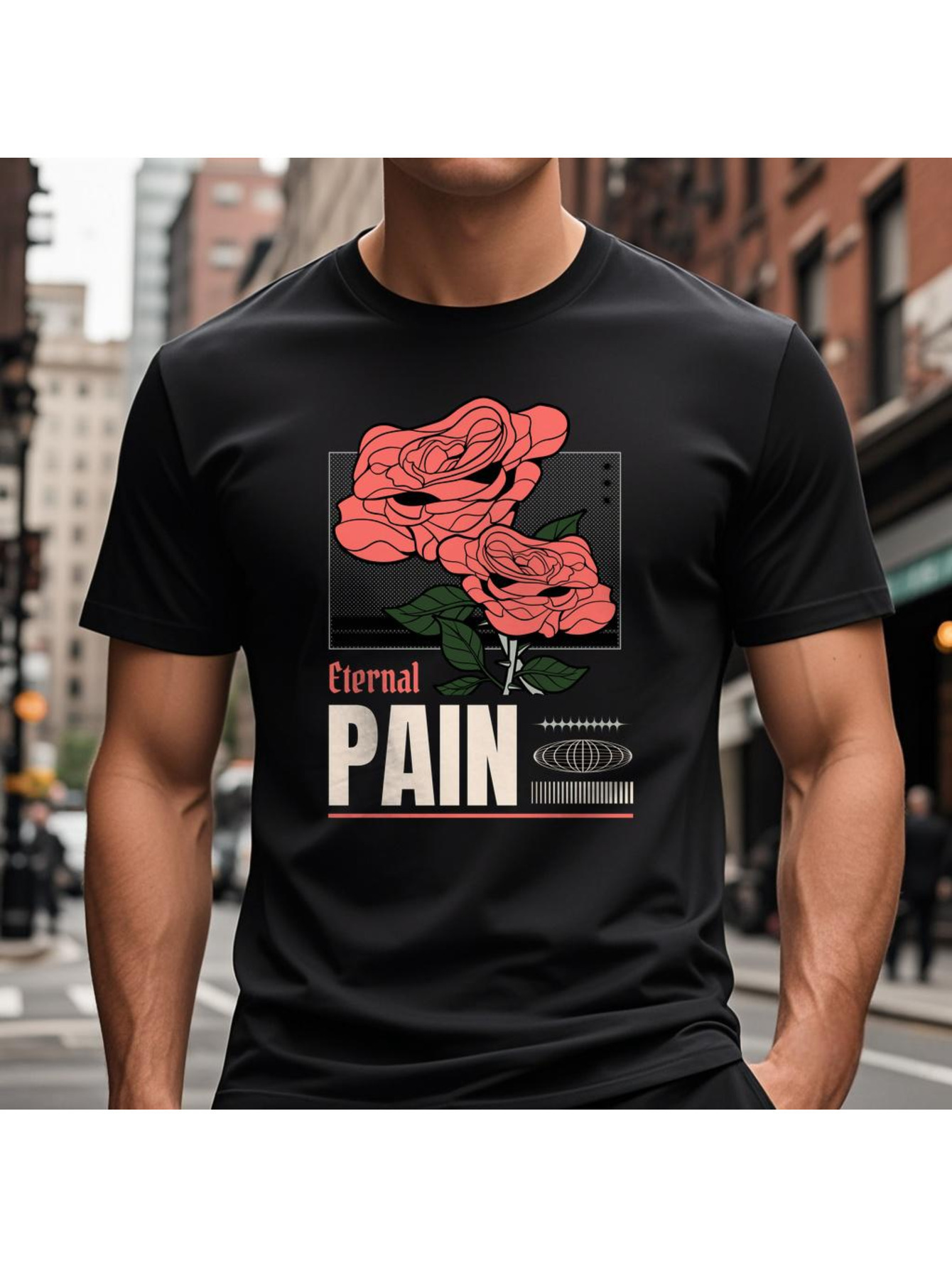 VogueEpoch Short sleeve T Shirts Graphics Cotton Rose Men black 180g White Round collar Adult S-3XL Wed 98