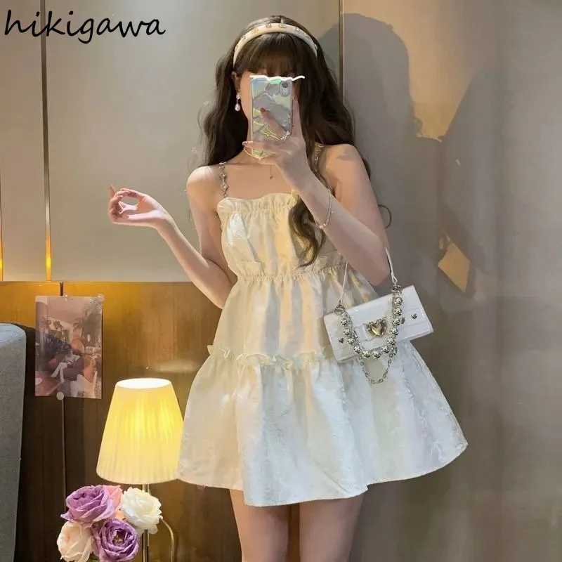 2025 Sweet Dress for Women Fashion Summer Sling Robe Femme A-line Tunic Floral Loose Ruffles Cute Dresses R250716