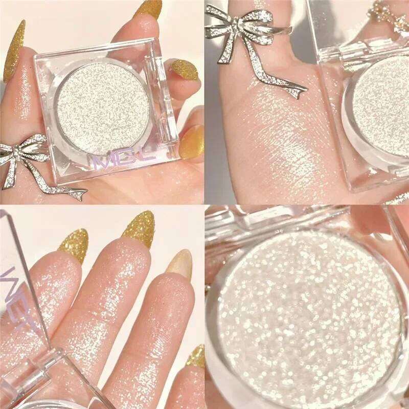 1Pc Dia Glitter Eyeshadow Shiny Pearlescent White Brown with Flash Eye Shadow Palette Long Lasting Eyes Makeup Cosmetics X250716
