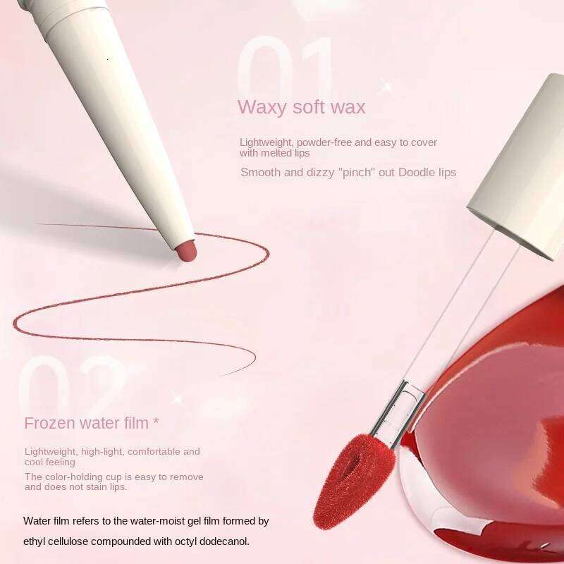 DEZONE Dual-ended Glossy Glaze Mirror Lipstick Liquid Liner Non-Stick Lip Pencil Moisturizer Cosmetics With Vitamin E