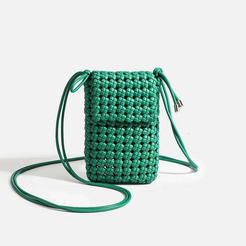 bags Mini women's phone 2025 new hot small volume woven crossbody Women's PU shoulder bag