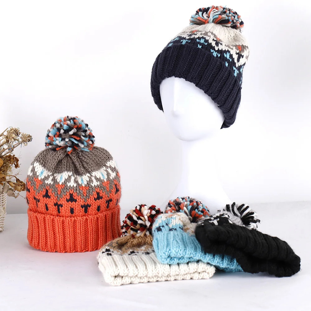 skiing Cashmere Woman Winter Hat Autumn Beanies With Pompom Warm Wool Skullies Wholesales acrylic beanies winter hat 250715