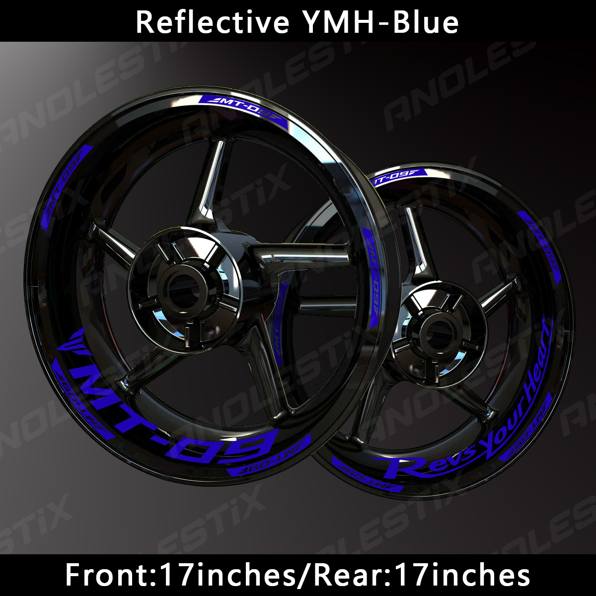 AnoleStix Reflective Motorcycle Wheel Sticker Hub Decal Rim Stripe Tape For YAMAHA MT-09 MT09