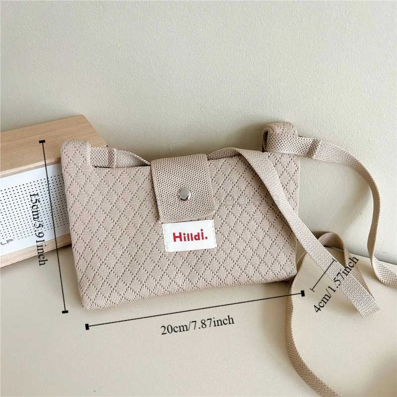 Simple Summer Hand Knitted Bag Handmade Casual Knit Shoulder Bag Mini Multicolor Beach Bag for Ladies/Girls M250716