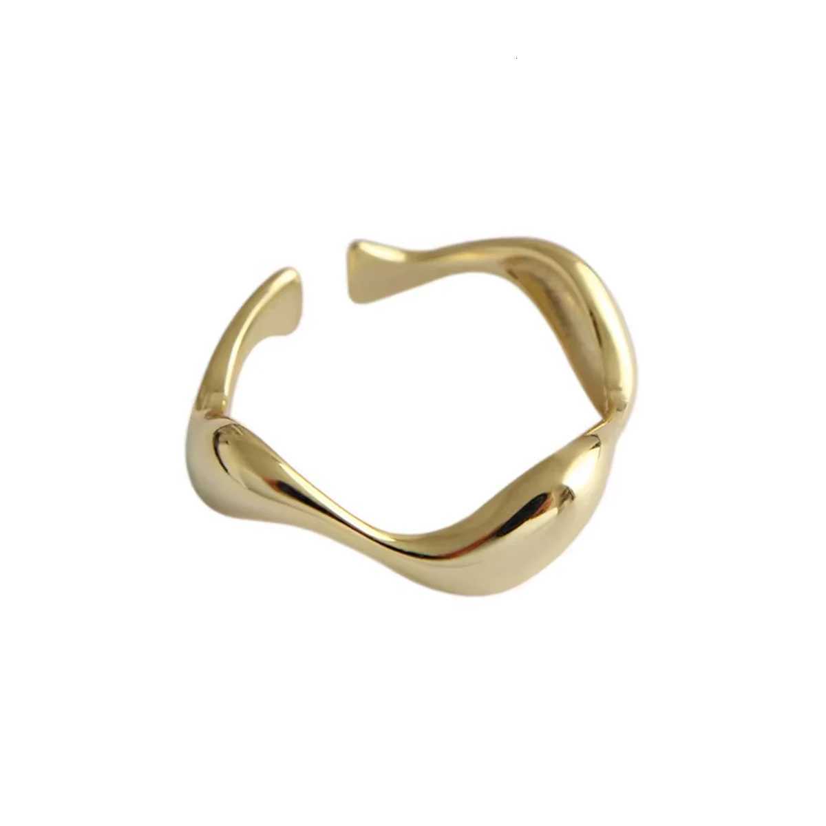 Gold Color Wavy Smooth Ring For Women Geometric Design Irregular Line Ring Minimalist Party Accessories Jewelry S250716
