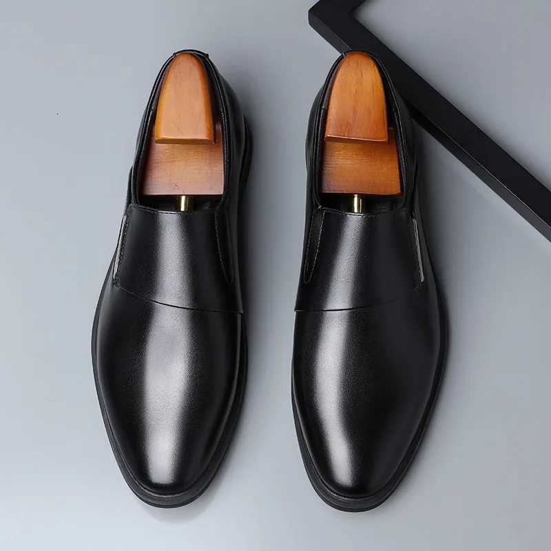 6cm Flat Leather Shoes Lift Loafers Slip-on Business Elevator Dress Shoes Comfortable Driving Height Shoes Mens Shoes Y250715