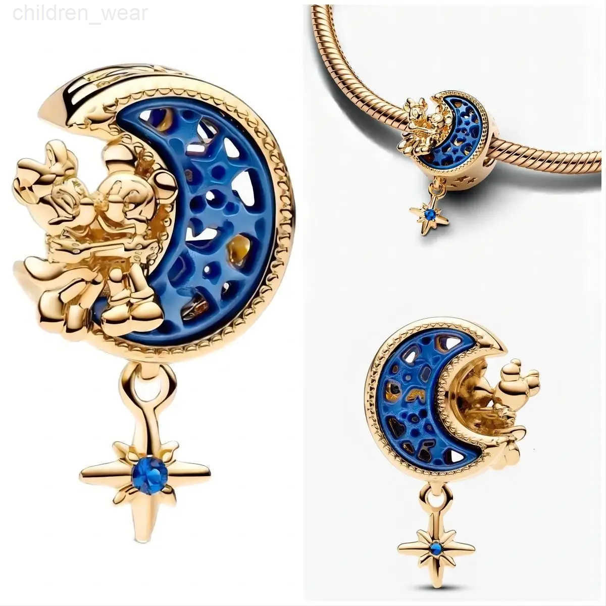 Disney 50th Mickey Minnie Series 925 Silver Moon Stitch Charm Fit Original Bracelets Bead Pendant Charms Mom Love Jewelry W20250716