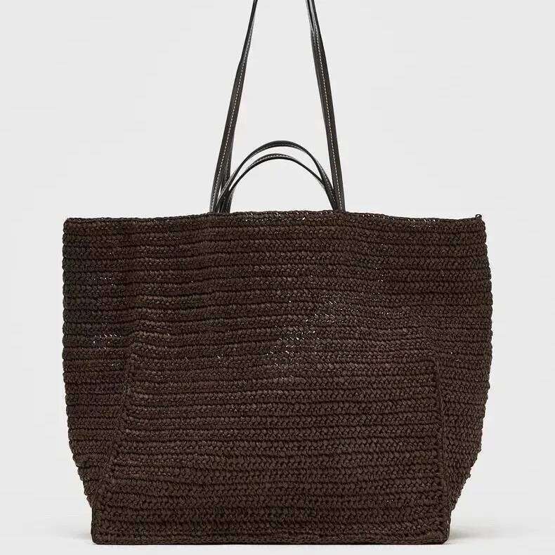 Casual Large Capacity Straw Tote Bag Designer Woven Women Shoulder Bags Handmade Summer Beach Handbags with Small Purses 2025