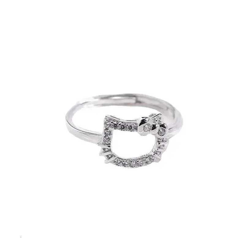 Sanrio New Style Simple Kawaii Hello Kitty Ring Female Ins Kt Cat Ring Niche Design Cute Cold Wind Fashion and Exquisite Wholesale w250716