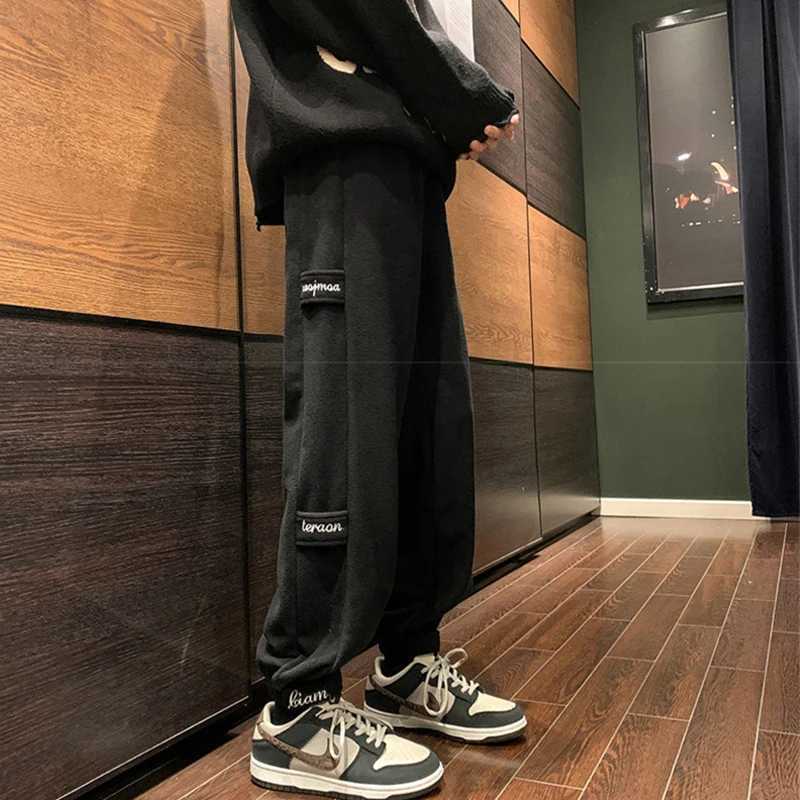 2025 New Vintage Thickened Fleece Sweatpants for Men Letter Baggy Joggers Trousers Casual Y2K Streetwear Mens Pants y250716