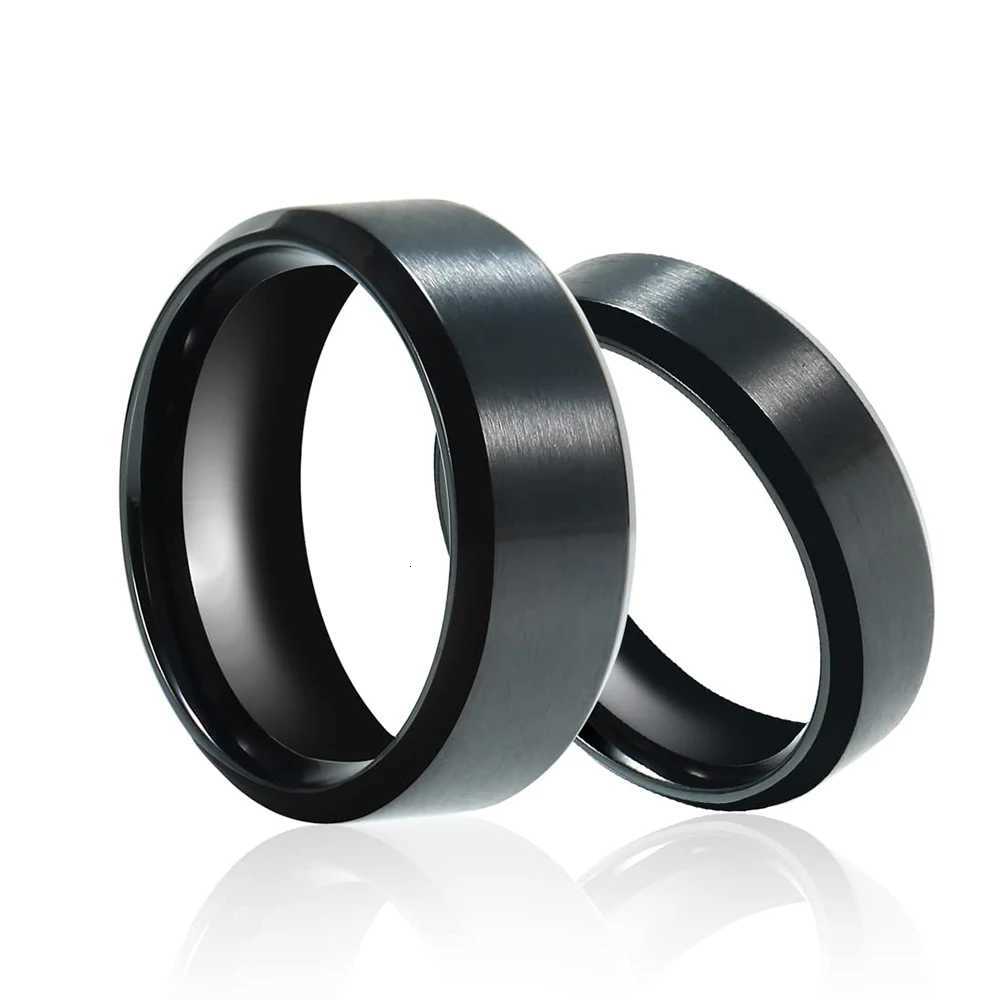 Classic Rings Stainless Steel Ring Engagement Wedding Bands For Couple Men Women Anniversary Simple Silver Black Color 6/8MM S250716