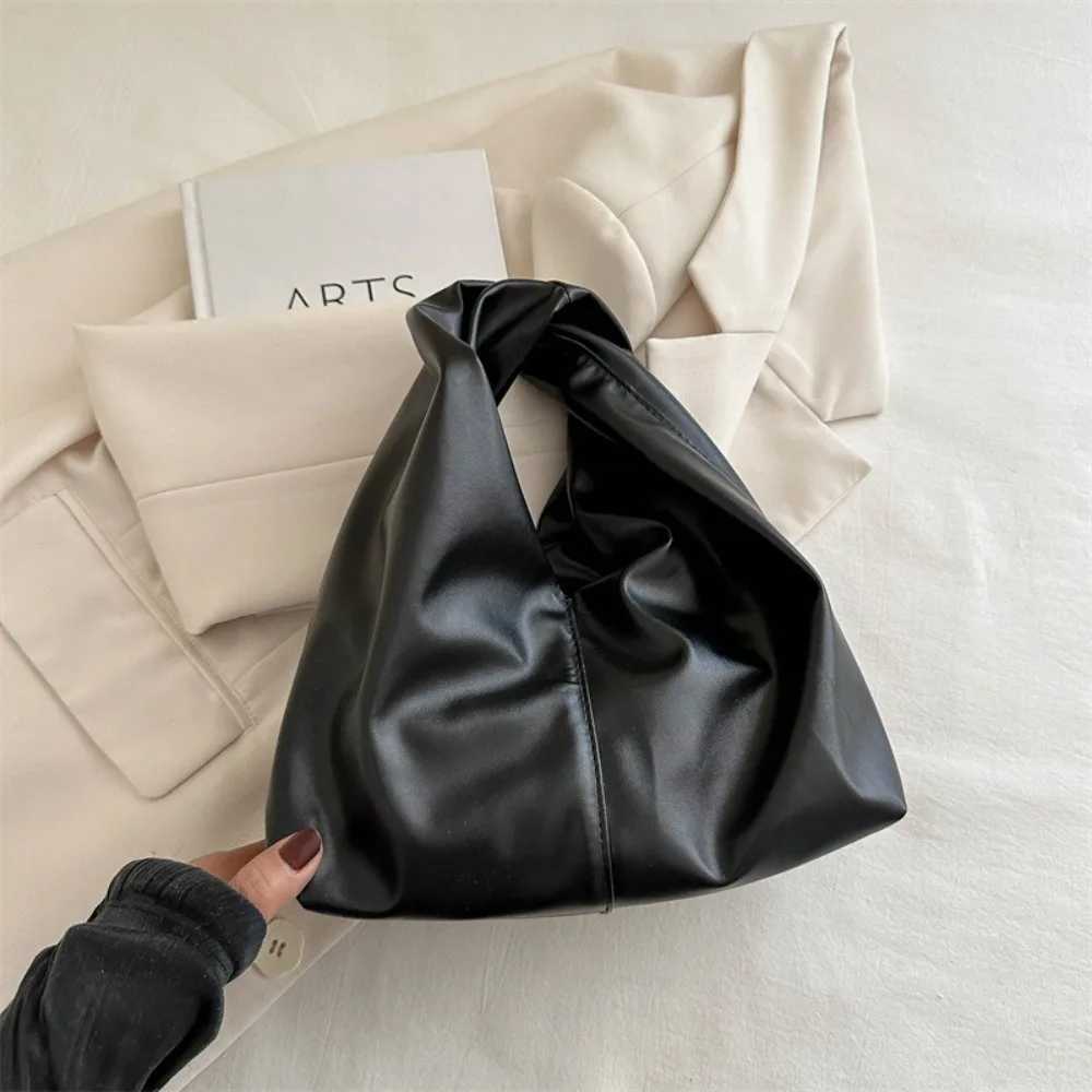 Korean Style Large Capacity Simple Pleated Handbag Square Stylish Women Tote Bag Solid Color Single-shoulder Bag Outdoor