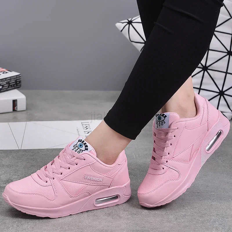 Women Fashion Sneakers Air Cushion Sports Shoes Pu Leather Blue Shoes White Pink Outdoor Walking Jogging Shoes Female Trainers M250716