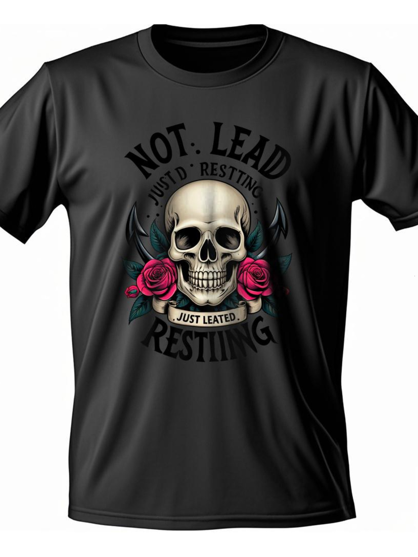 VogueEpoch Graphics 180g White text Round collar Adult Men T Shirts S-3XL Cotton Short sleeve black Wed 33