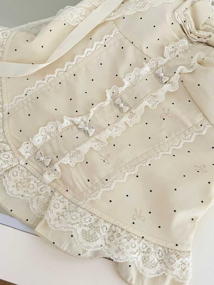 Summer Women Korean Ballet Core 2000s Shoujo Girl Kpop Gyaru Outfits 2 Piece Set Polka Dot Lace Tank Tops + Coquette Mini Skirt R250716