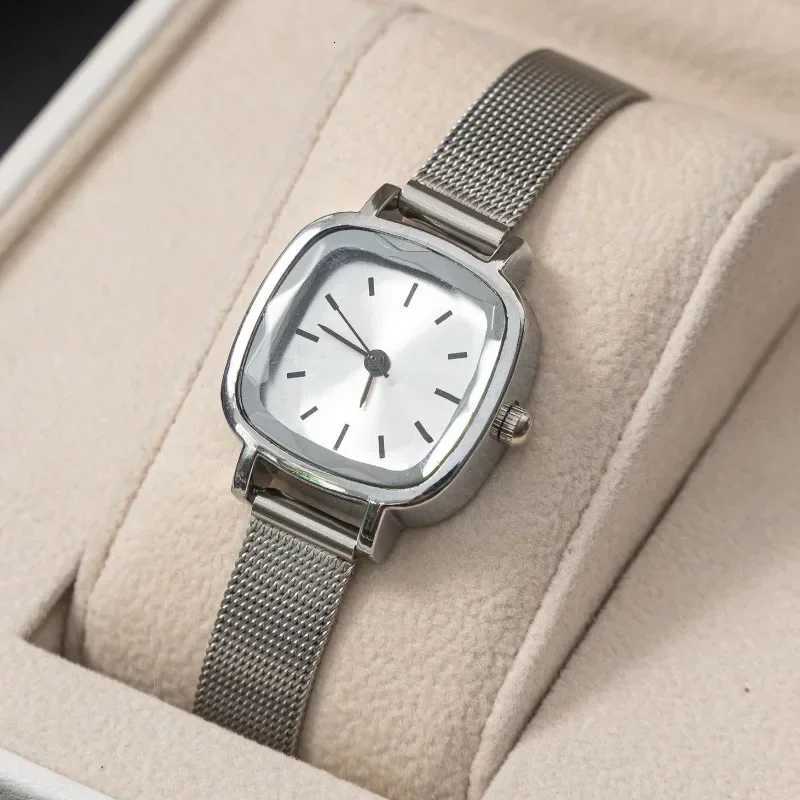 Fashion Small Square for Women Stainless Steel Mesh Strap Quartz Ice Droping Ladies Luxury Gift Wristes Y250715