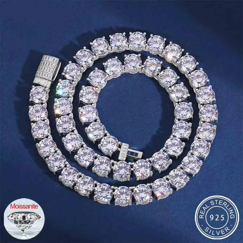 Luxury 10mm Mens Moissanite Tennis Chain VVS1 Prong Iced Side for Women Hip Hop Rapper Style Perfect Christmas Gift