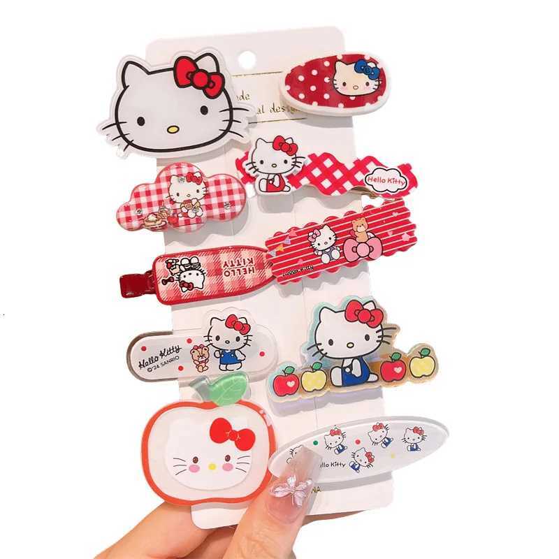 Sanrio 10pcs Childrens Hair Clips HelloKitty Cute Headwear for Girls and Children Forehead Hair Clips w250716