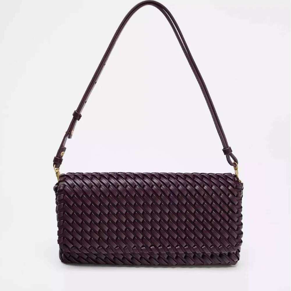 New Women's Woven Clutch Purse Casual PU Leather Shoulder Handbag Crossbody Bag