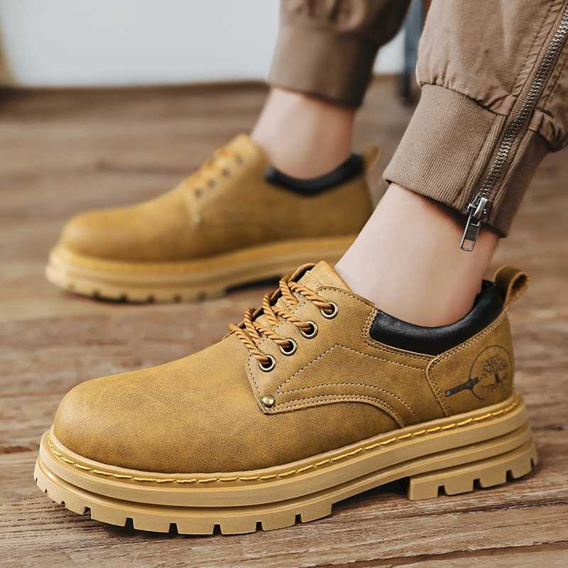 Outdoor Casual British Style Brown Casual Big Head Boots Male Low Top Leather Work Shoes Designer Vintage Ankle Boots for Men W250716