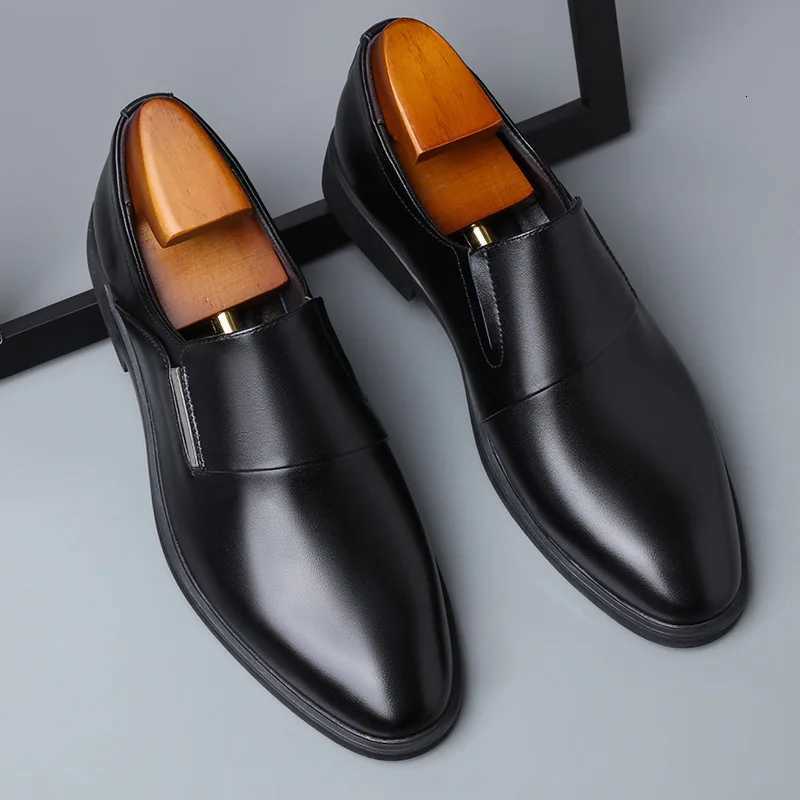 6cm Flat Leather Shoes Lift Loafers Slip-on Business Elevator Dress Shoes Comfortable Driving Height Shoes Mens Shoes Y250715