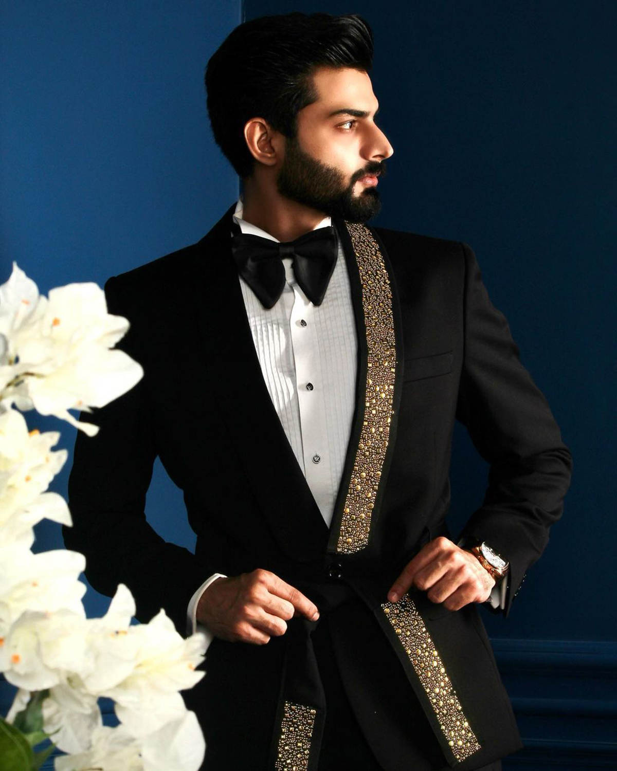 Designer Sashes Wedding Tuxedos Beaded 2 Piece Set Jacket Pants Men Suit Classic Fit Shawl Lapel Groom Wear Suits Customized
