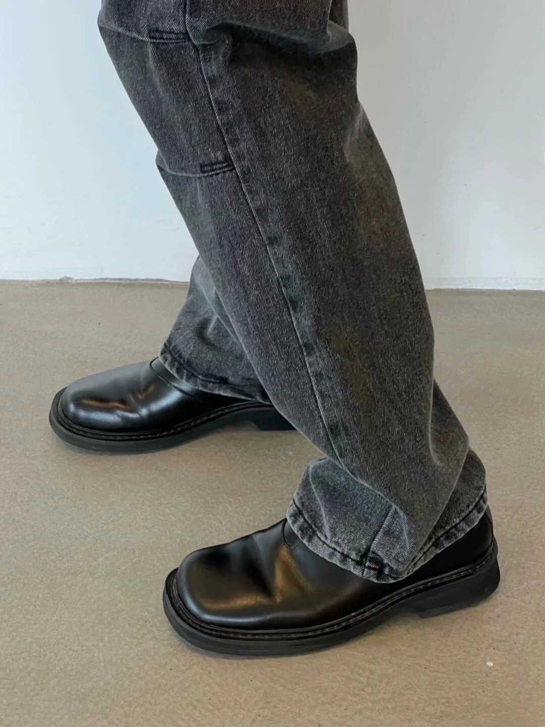 Parisian Casual Leather oes Mens Business Casual Slip-On Loers Bean oes Super Fiber Leather Round Toe Rubber... W250716