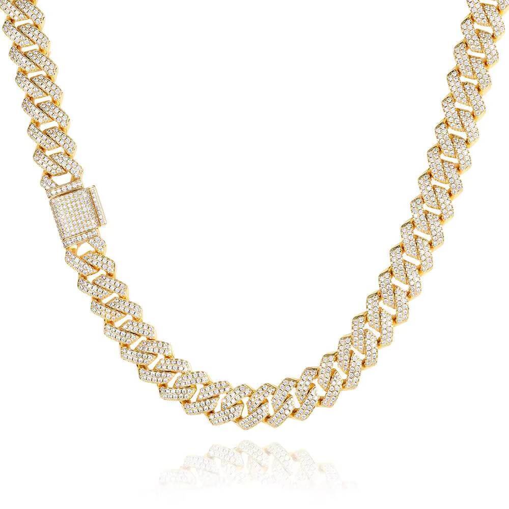 Vintage Custom Hip Hop Moissanite Full Diamond Big Cuban Link Necklace Zircon CZ Chains for Men Cadenas Cubanas