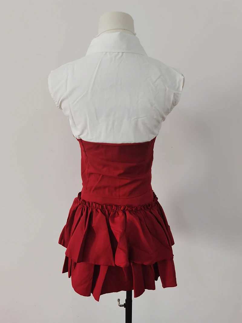 Sweet Hot Girl Pure Sexy Suit Womens Summer Sleeveless Slim Shirt High Waist A-line Skirt Two-piece Set Fashion Female Clothes R250716