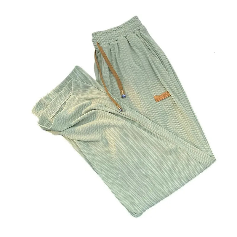 Ice Silk Wide Leg Casual Pants Mens Summer Thin Loose Qui Dry Long Trousers Straight Cut Youth Faion Casual Wear 250715