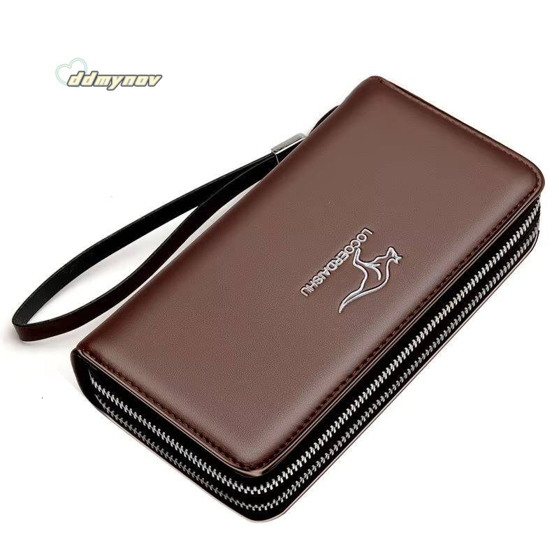 Mens leather wallet Large Capacity billeteras para hombre Double Zipper Men Clutch Bag portafoglio uomo Male Business Wallet ddmynov