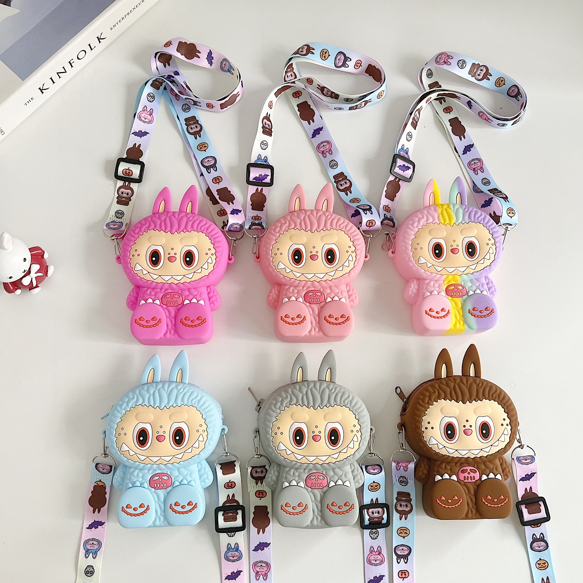 2025 New Product Labubu Wallet Fashion Versatile Crossbody Bag Silicone Bag Rab Cloth Bag Children's Coin Purse Single Shoulder Bag Girl Boy hj0716