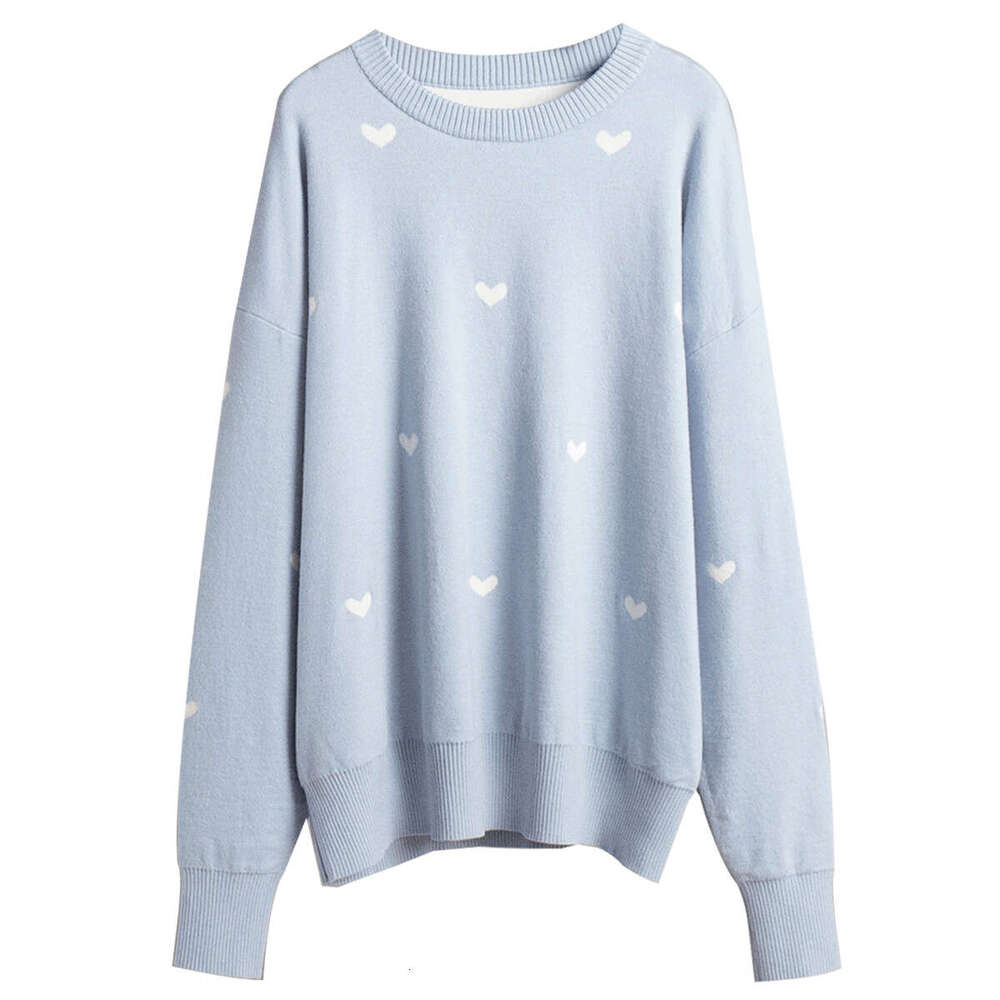Heart Print New Autumn Winter Style Elegant Commuter Casual Round Neck Design Sweater B5