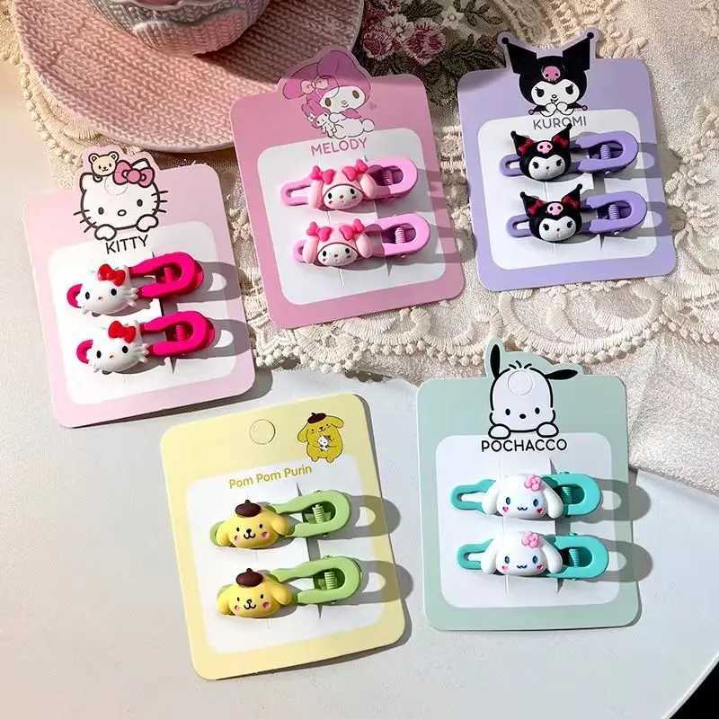 Sanrio 50pcs/lot Kawaii Cartoon Characters Hello Kitty Kuromi My Melody Duckbill Hairpin Cartoon Cute Girl Heart Headdress Wholesale w250716