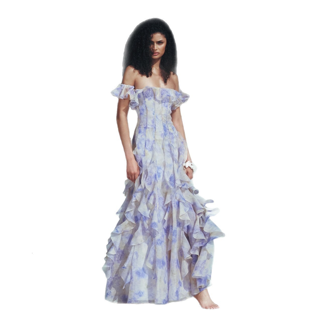 2025 Beach Vacation Style Strap Dress French Ruffle Atmosphere Long Flowing Fairy