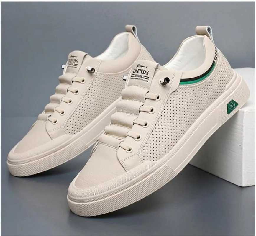 New Shoes for Men Genuine Leather Casual Shoes Street Trend Flat Skateboard Shoes Summer Breathable Cow Leather Sneakers W250716