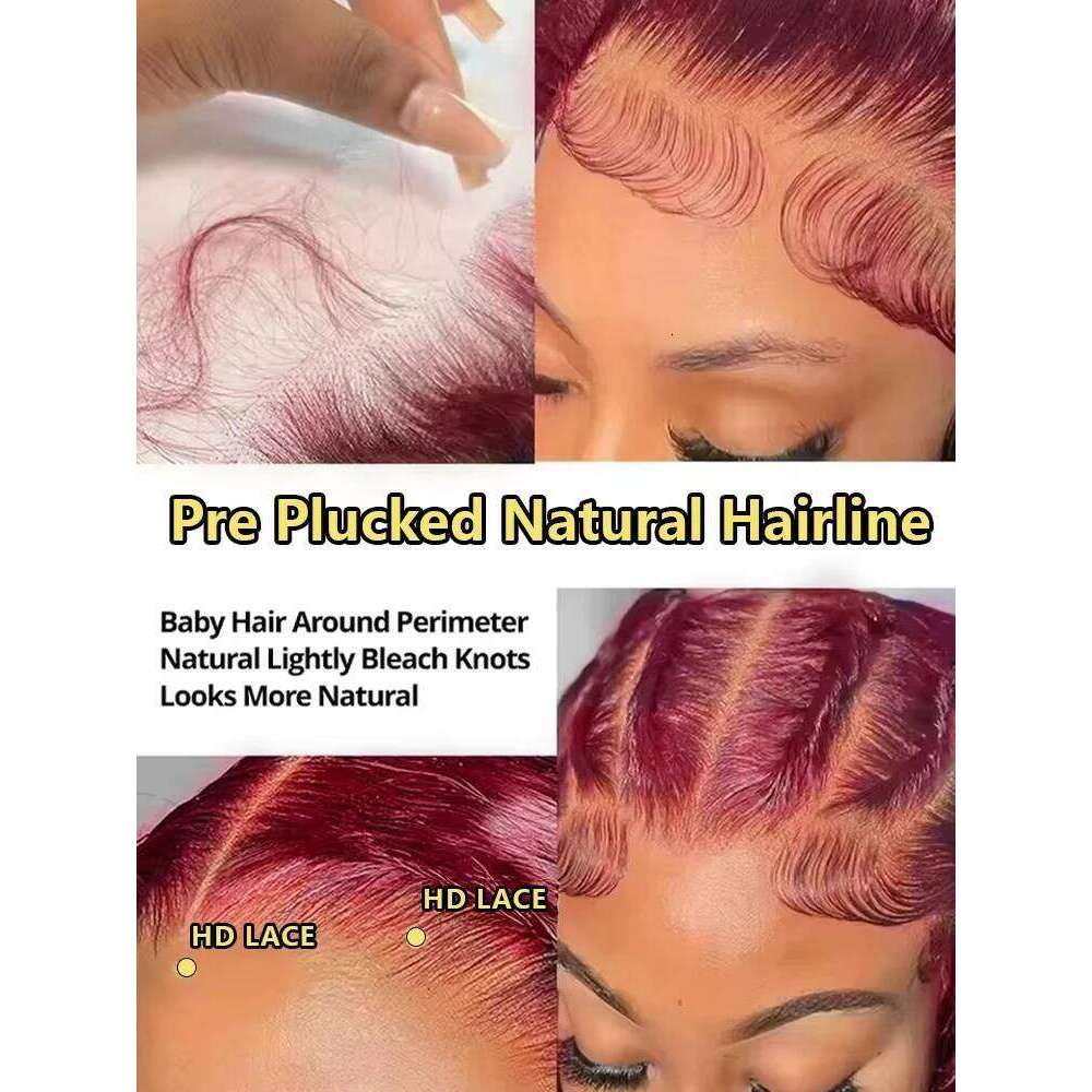 250 Density 99J Bury Deep Wigs 13x6 HD Transparent Frontal Curly Human Hair 30 Inch Water Wave Lace Front Wig