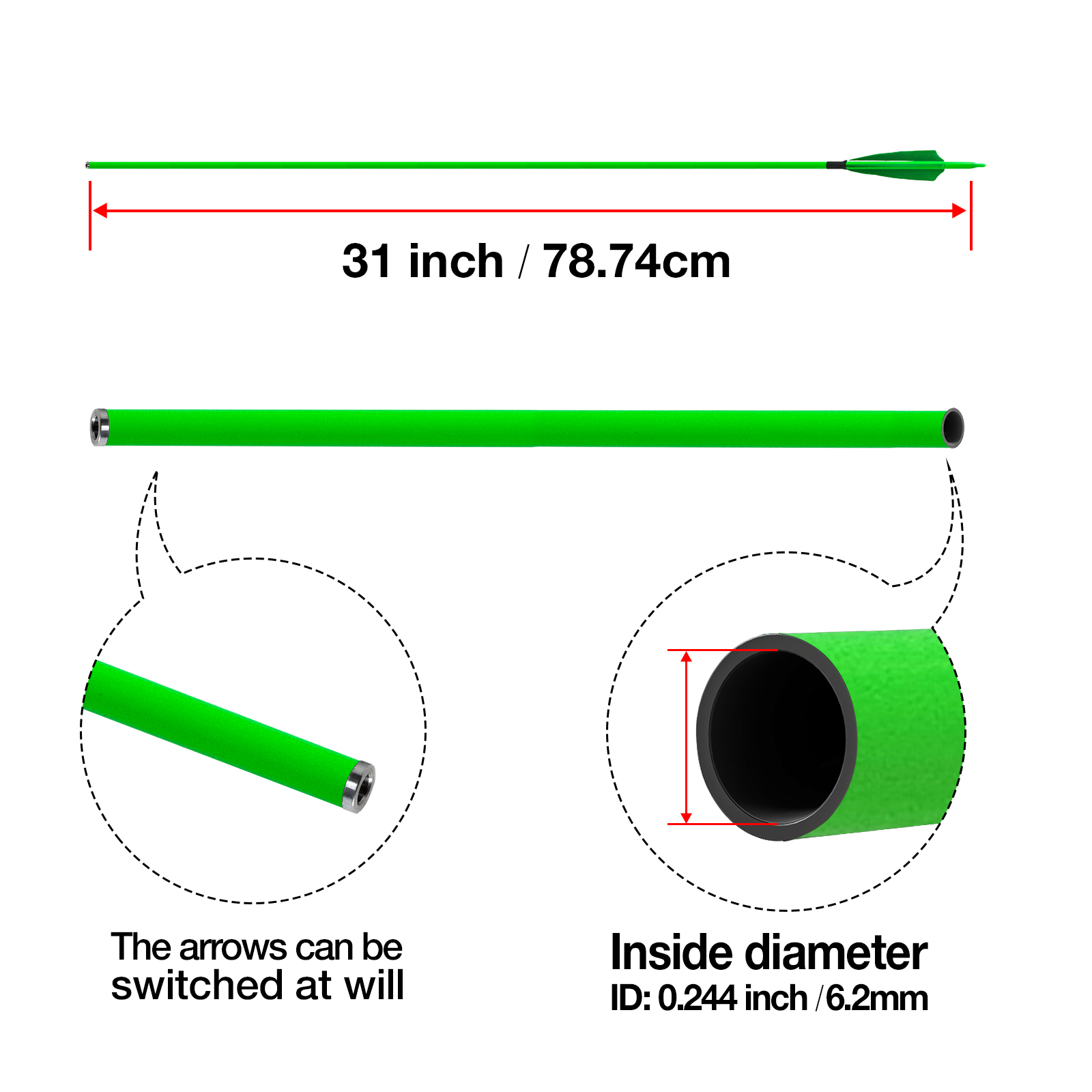 31inch Hunting Arrows Without Arrowheads Turkey Feathers Spine250-600 Carbon Fiber Archery Targeting Arrows 6.2mm Recurve Bow and Compound Bow Arrows(