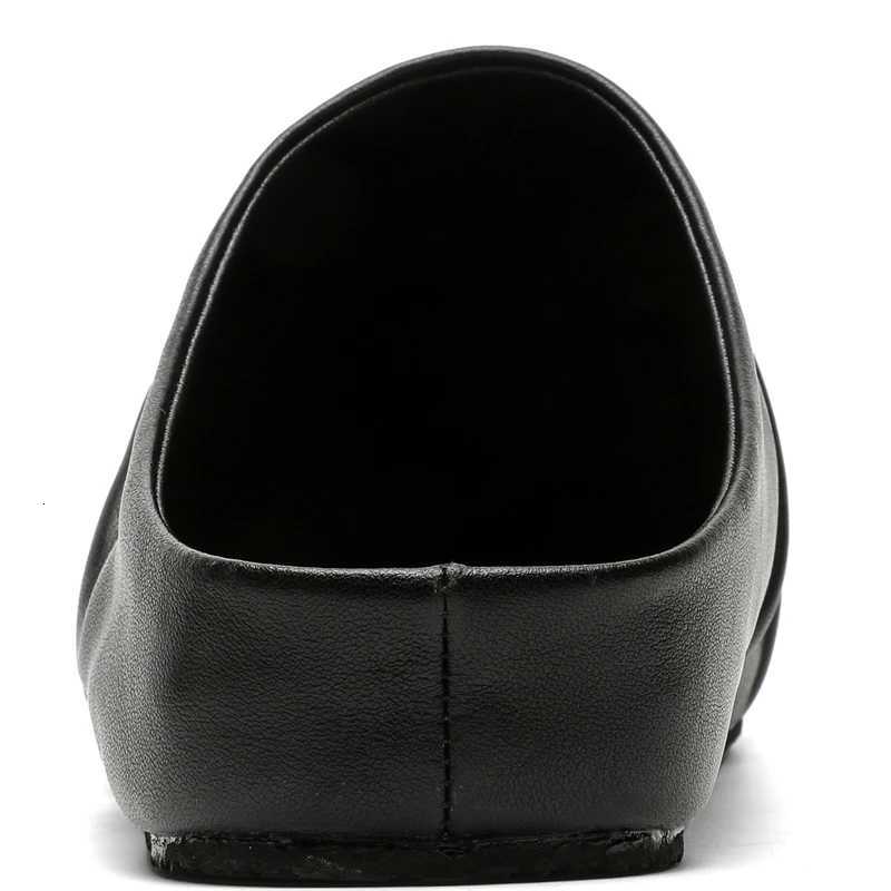 2025 Pleat Leather Half Shoes for Men Mules Backless Loafers Slippers Semi-Drag Casual Shoes Male Slides Outdoor Slip On Flats W250716