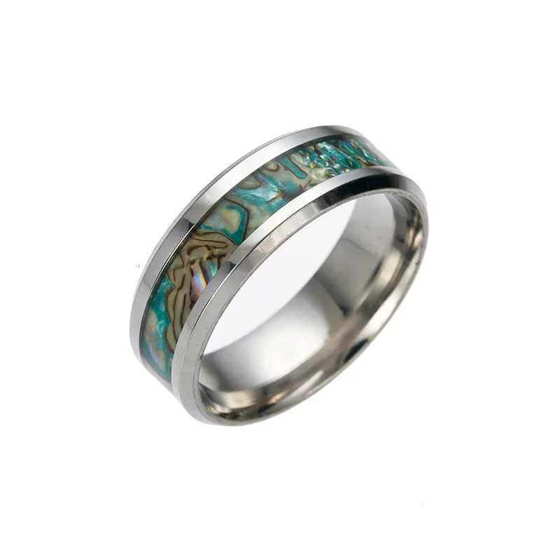 8mm Rings For Women Abalone Shell stainless steel Rings Engagement Ring Rainbow Rippled Abalone Inlay Stainless Steel S250716