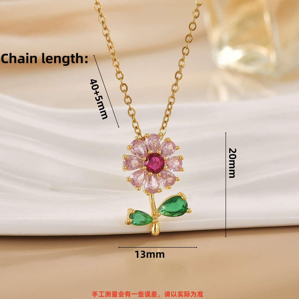 Fashion Sexy Shiny Zircon Necklace Light High-End Suower Pendant Titanium Steel Collarbone Chain Jewelry 881