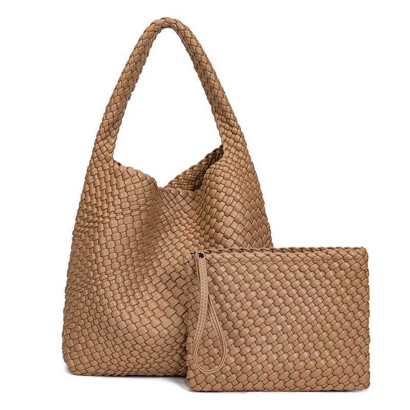 Neoprene Woven Bag Large Capacity Portable Handbag For Women Designer Cowhide Weave Style Beach Hand Casual Knitted Tote Bags