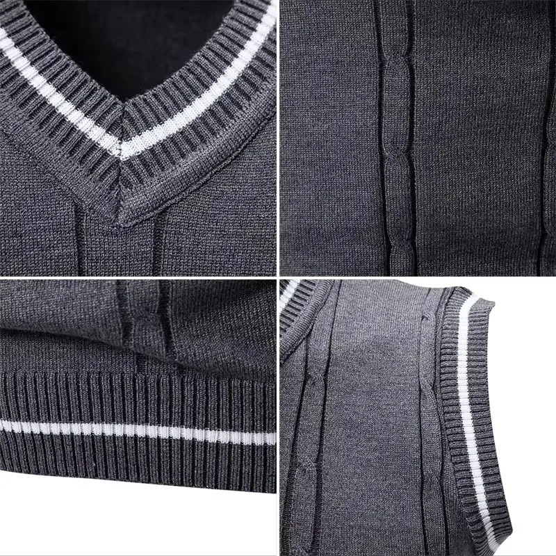 Autumn and Winter Mens Warm Sweater Vest Fashionable Casual College Style Knitted Sweater 250716