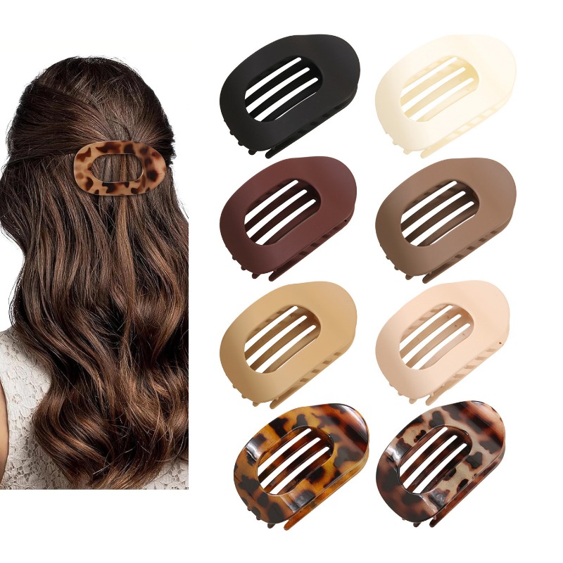 Flat Oval Hairpin Disc Hair Grab Clip Curved Arc Design Hair Accessories